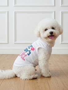 LUCKIE PAL 1pc 100% DADDY'S GIRL Printed Tank Top, Anti-Flea Pet Dog Clothes For Chihuahua Small Dogs, Fashionable Top For Cats And Dogs, Indoor And Outdoor - Multicolor - View 4