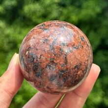 Stonehaven 1 buah Bola Batu Merah (150-350g) - Dekorasi Rumah, Bola Ramalan, Energi Kristal Penyembuhan, Spesimen Mineral, Hadiah Kristal, Tekstur Batu Permata Alami - Bola granit merah - View 1