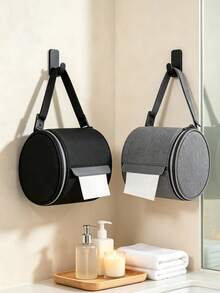 1pc Portable Foldable Toilet Paper Holder With Adjustable Strap, Cat-Proof Honeycomb Tissue Dispenser, Large Capacity Storage Rack, Fabric Finish, Suitable For Camping, Home And Office, Camping Toilet Paper Holder, Camping Essentials, Wall-Mounted Storage - Multicolor - View 3