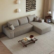 270cm Boneless Modular Corner Sofa With L-Shaped Chaise Longue, Modern Modular Sofa With Deep Seat, No Assembly Required, Compression Sofa For Living Room, Bedroom, Apartment - Camel - View 8