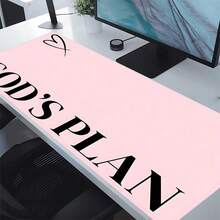 One "GOD'S PLAN" Pink Oversized Mouse Pad Featuring Stitched Edges And A Non-Slip Rubber Base; Suitable For Home Offices And Ideal As A Gift For Friends Or Women. It Serves As Both A Gaming Mouse Pad And A Practical Desk Accessory. - Mouse Pad - View 8