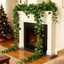 1 PIEZA/12 PIEZAS/24 PIEZAS Hiedra Artificial Verde para Colgar en la Pared Exterior - Guirnalda Artificial, Adecuada para el Hogar, Jardín y Fiesta de Boda - Follaje Artificial Realista, Adecuado para Decoración Interior y Exterior, Fácil Instalación, Opción Ideal para Decoración del Hogar y Arco de Boda en el Jardín - Verde militar - Ver 9