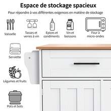Large Sideboard/Buffet White - With Wheels And Sliding Doors - White - View 2