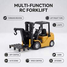 1 Set Alloy Remote Control Forklift, Mini Simulation RC Forklift With Pallet, Fork And Hook, Remote Control Engineering Vehicle, Fork Liftable, Gear Adjustable, 2.4Ghz Remote Control Toy Car Model, 1:64 Mini Simulation Car Model, Portable, Suitable For Boys And Girls Remote Control Toy Car, Ideal Children's Play Gift Toy, Birthday Gift, Children's Day Gift, Christmas Gift, New Year Gift, Yellow And Green Dual Color Optional - Yellow - View 5