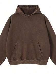 Men's Washed Distressed Pocket Hoodie Vintage Oversized Hoodie Acid Wash Cotton Pullover Hoodies For Streetwear Sweatshirts - Street Fashion - 棕色 - 查看 11