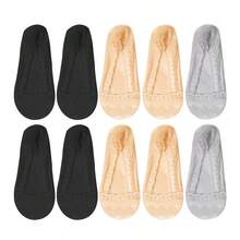 1/5/10雙夏季女款隱形短船襪 薄蕾絲防滑隱形踝襪 - 彩色 - 查看 8