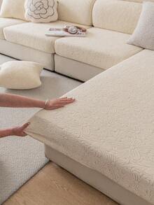 1pc Minimalist Floral Thick Elastic Sofa Cushion Cover, Backrest Cover, Protects Sofa From Dust And Dirt, Easy To Remove And Wash, Suitable For Living Room All Season Decor - Beige - View 5