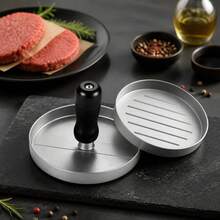 Aluminum Alloy Hamburger Press With Ergonomic Handle, 11.5 X 8 Cm Round Meat Mold For BBQ And Grilling, Professional Silver Kitchen Tool - Grey - View 6