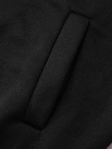 Men's Solid Black Zip-Up Hoodie, Casual Long Sleeve Drawstring Hooded Jacket With Side Pockets, Basic Loose Fit Sweatshirt For Daily Streetwear - Black - View 6