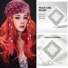 Unisex Paisley Print Bandana Hip Hop Style Multi Function Scarf Shawl Head Wrap For Festival Travel Party Concert - Multicolor - View 4