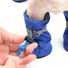 4pcs Small Dog Waterproof Dog Shoes, Protect Pet Paws And Keep Dry - Blue - View 2