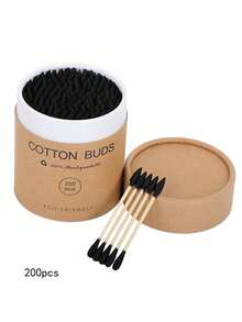 200pcs Swabs Per Box (Multi-Color), Dual-Ended Design,Versatile Use, Portable - Disposable Bamboo Wood Swabs Suitable For Ear/Nose Cleaning, Makeup Removal And Nail Art - Multicolor - View 9