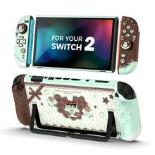 IINE Cute Protective Case For Switch 2 (2025), Silicone Joypad Cover, Hard PC Shell Cover, With Joystick Caps, Mint Choco Bear, Lightweight Full Protection With Precise Cutouts - View 2