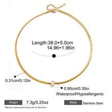 S SHOPBOHO 1件極簡水晶鋯石吊墜項鍊，新娘飾品，高品質不鏽鋼，日常基礎珠寶配件 - 頸鍊 - 查看 8