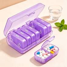 Portable Weekly Pill Organizer 7 Day AM & PM, Detachable Mini Pill Box, Travel Waterproof Vitamin Case, Compact Supplement Medication Storage Container For Outdoor Trip Office - AM PM Pill Organizer - View 1