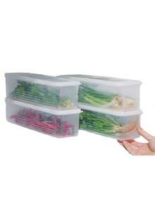 4pcs Rectangular Food Storage Containers, Reusable Plastic Refrigerator Organizer Boxes For Storing Scallions, Parsley, Cilantro, Garlic, Noodles, Eggs, Etc. With Lids, Hand Washable, Kitchen Essential, Back To School Must-Have - Multicolor - View 15