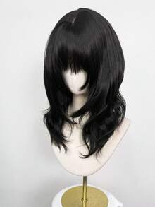 [MONEET SECRET]Cream Black Curly 18 Inch, Air Bang Layered Cut, Korean Ulzzang Japanese Aesthetic, Natural Fluffy Look For Daily Cosplay Party - Multicolor - View 5