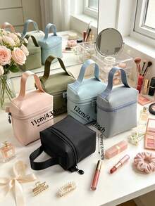 Fashionable Solid Color Large Capacity Makeup Bag, Portable Waterproof Makeup Bag, Multifunctional Storage Bag, Mini Lipstick Bag, Menstrual Towel Bag - Multicolor - View 3