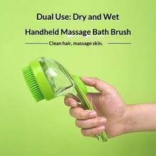 Pet Massage Bath Brush With Liquid Dispenser, Soft Silicone Bristles, Suitable For Dogs And Cats, Easy To Clean Comfortable Grooming Tool - View 9