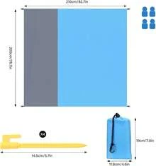 210 X 200 Cm Portable Compact Picnic Beach Blanket, Waterproof Ultralight Outdoor Mat For Beach, Camping, Hiking And Trips - 1pc - View 3