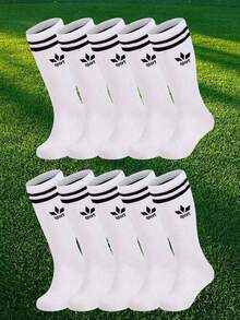 1/5 Pairs Random Color Knee High Socks, Soft Striped Athletic Socks, Black White Socks For Kids Students Football Basketball Rugby Training Boys - Multicolor - View 3