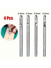 4pcs Mini Watch Strap Puncher Steel Manual Tool, Suitable For PU Belts, Watch Strap Hole Punching, Sewing Projects And Handmade Crafts, DIY Leather Hole Punching Tool, Durable Manual Tool - A - View 3