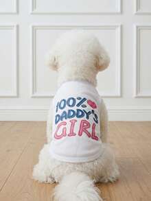LUCKIE PAL 1pc 100% DADDY'S GIRL Printed Tank Top, Anti-Flea Pet Dog Clothes For Chihuahua Small Dogs, Fashionable Top For Cats And Dogs, Indoor And Outdoor - Multicolor - View 2