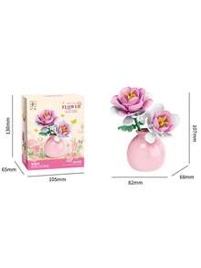 Flower Building Block Bouquet With Vase, DIY Building Block Plant Model, Aesthetic Room Desktop Decoration, Suitable For Children 6 Years And Above, Ideal Gift For Friends And Girls - Multicolor - View 13