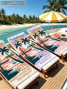 客製化生日沙灘巾 The Birthday Club Towel,生日旅行禮物,30歲 40歲 50歲生日派對小禮,海灘度假禮物,泳池用 - 彩色 - 查看 6