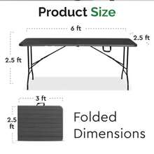 Folding Table With Handle Heavy-Duty Foldable Table Portable Table For Indoor And Outdoor Use Perfect For Events, Camping, Parties, Dining And More - Black - View 3