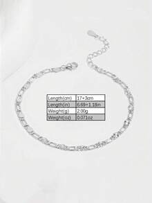 1件 925純銀優雅獨特馬賽克鏈條嘻哈手鍊 - 銀色 - 查看 5
