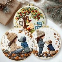 Humans And Animals Embroidery Kit For Adult Beginners. Includes Manual, Printed Fabric, Hoop, Needles, Threads & Stitch Guide. Great Home Gift For Women. Size: 15x15cm/5.9in Or 20x20cm/7.9in. - Humans Animals - View 2