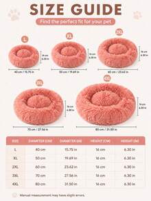 1pc Soft Plush Round Pet Bed With Matching Blanket, Fluffy Donut Dog Bed Cat Bed, With Raised Cushion Edge, Warm And Comfortable Indoor Sleeping Nest, Suitable For Puppies, Kittens, Cats And Small Dogs, Medium Dogs Bedroom, Living Room, Cage And Home Use Bed - Pink - View 5