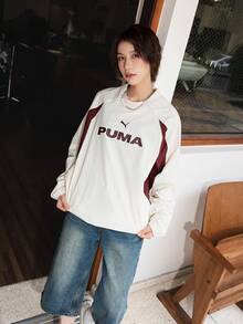 Puma Men's Women's Sweatshirt/Pullover Comfortable Daily Commute Outdoor Sports Casual Sweatshirt 636281-87 - Off-white/brown - View 3