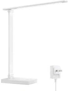 Lámpara de escritorio LED, lámpara de escritorio de metal adecuada para oficina en casa, luz de trabajo regulable, cuidado de la vista, lámpara de escritorio para oficina en casa, adecuada para lectura, manualidades, costura, rompecabezas y arte de uñas. - Blanco - Ver 1