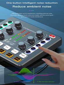 USB External Live Sound Card Audio Mixer, 800mAh Podcast Live Sound Card, Multiple Sound Effects Voice Changing Mini Sound Mixer Board For Live Streaming Gaming Home KTV Singing Audio Interface Podcast Studio Sound Card - Multicolor - View 3