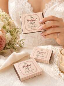 Custom Wedding Matchbox, Personalized Wedding Matchbox, Custom Luxury Matchbox, Customizable With Your Logo Or Artwork, Bridal Shower And Bachelorette Party, Perfect Match Letter Pattern, High-End Wedding Favors And Engagement Keepsakes (Matches Not Included) - Multicolor - View 3