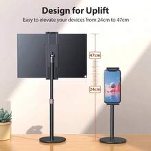 Adjustable Height Portable Monitor Stand, 24-47cm Height Desktop Monitor Stand, Suitable For 4.7-17.3 Inch Phones, Tablets, Portable Monitors, Multi-Device Desktop Support Stand - Multicolor - View 2