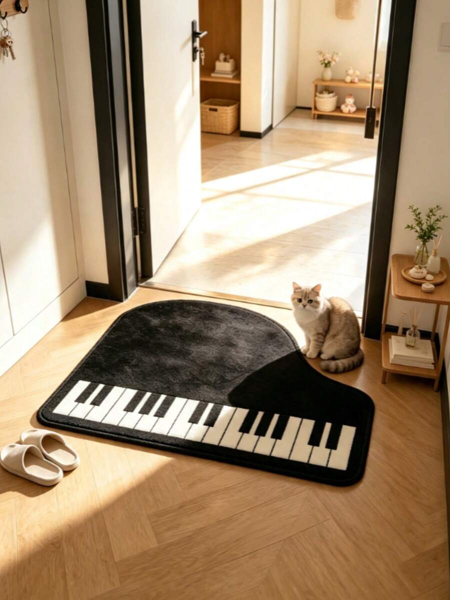 1pc Triangle Piano Shaped Area Rug, Decorative Carpet, Floor Mat, Living Room Carpet, Bedroom Carpet, Creative Rug - Multicolor - View 1