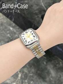 1件組 銀色與金色金屬錶帶及銀色手錶保護殼，相容於 Ultra 4 3 系列 12/S11/S10/S9/S8/S7/S6/S5，尺寸包含 38mm、40mm、41mm、42mm、44mm、45mm、46mm 與 49mm，機甲風格，適合成功男性或男友的商務聚會、派對、旅行、日常配戴理想禮物，亦為相容於 錶帶與保護殼的智慧手錶配件，節日禮物，萬聖節，新尺寸系列 12 43mm 47mm - 金色和銀色 - 查看 9