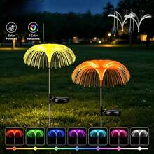 Solar Powered Fiber Optic Jellyfish Garden Stake Lights, Romantic 7‑Color Gradient Color Shift, Weather‑Resistant Ground‑In Decor Lamp For Yard, Lawn And Courtyard Landscape - Multicolor - View 6