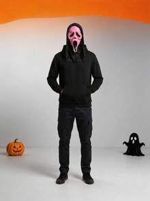 1pc Pink Ghost Face Horror Scream Style Latex Cosplay Mask, Suitable For Stage Performance, Role Play, Halloween And Carnival, Great Holiday Gift For Family And Friends - Multicolor - View 3