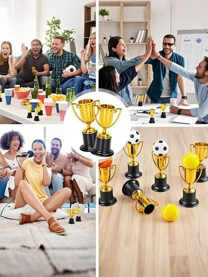 Trofeo Conmemorativo Pequeño de Recompensa, Trofeo de Campeón de Plástico Imitación Oro, Adecuado para Premios Estudiantiles, Competencias Deportivas, Actuaciones en Escenario, Juegos Padres e Hijos, Eventos Anuales, Competencias de Clase, Premios de Fiesta, Halloween, Navidad