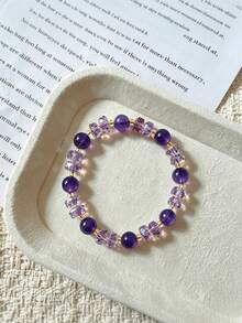 1pc New Multicolor Crystal Beaded Bracelet For Women, Stackable Minimalist Luxury Niche Delicate Bracelet, Elegant High-End Jewelry Accessory - Bracelet - View 5