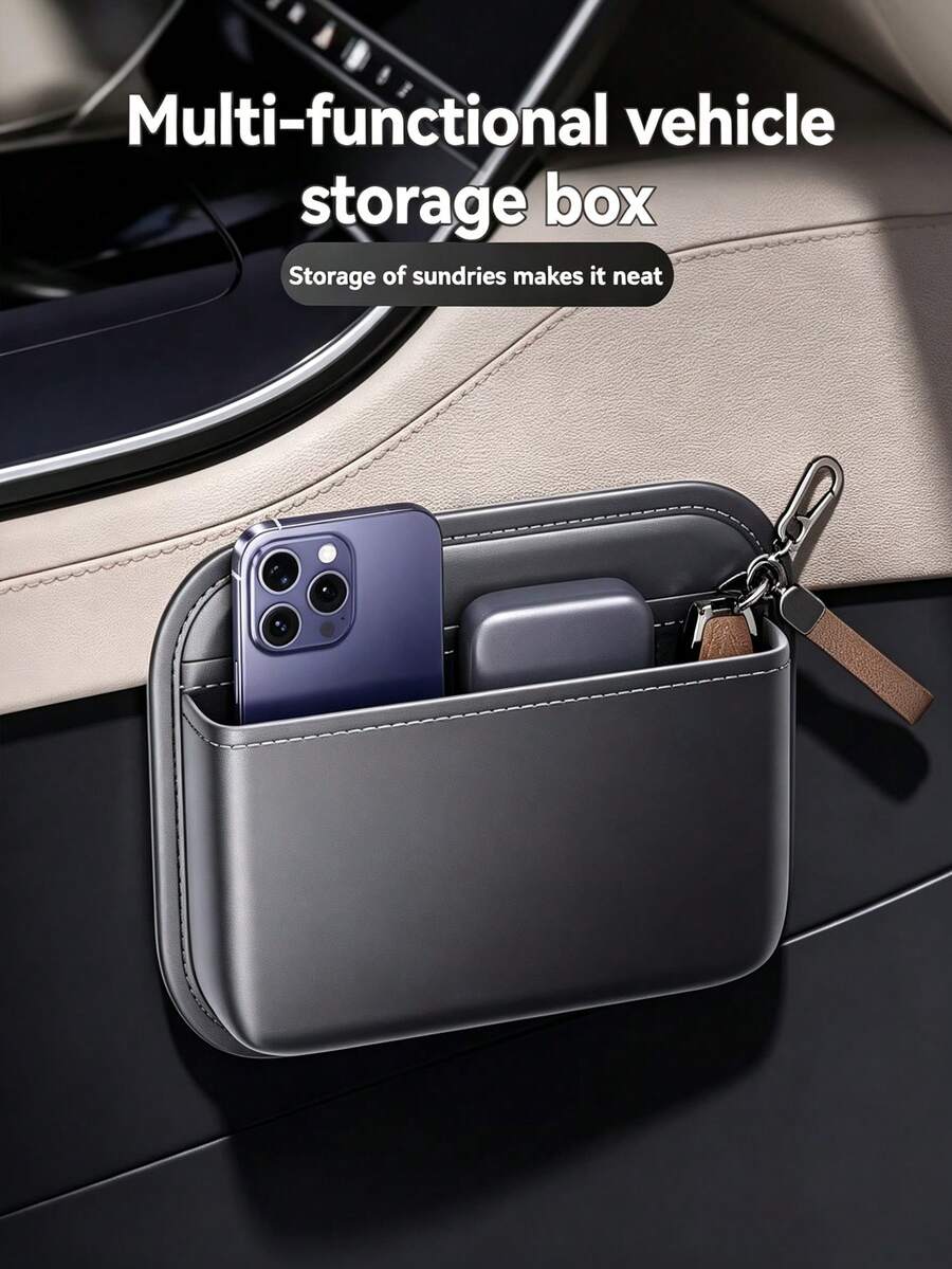 Car Storage Bag, Adhesive Front And Passenger Seat Center Console Storage Box, Multifunctional Car Seat Gap Storage Bag, Car Storage, Tidy Car Interior Space, Car Storage Organizer - Multicolor - View 1
