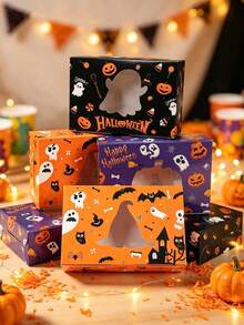 6pcs Cartoon Halloween Cupcake Boxes Gift Boxes, Halloween Party Candy Cookie Packaging Boxes, Party Decorations, Halloween Decor 2026, Tabletop Decor, Halloween Party Supplies, Birthday Party Decorations, Winter Holiday Decor, Christmas Back To School - Cartoon Halloween - View 3