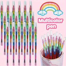 6pcs Colored Pencils, Party Gifts, Multi-Color Doodle Tools, School Office Birthday Party Pencils, 11 Colors Per Pencil - Sets - View 2