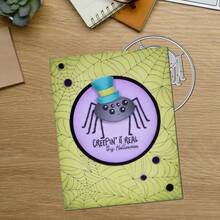 1 st söt hög hatt spindel i metall, rund ram med spindelnätsbakgrund, utstansningsmall för barnvänliga lagergräddade gratulationskort, scrapbooking, papperspyssel, prägling och Halloweenfestdekorationer - Flerfärgad - Visa 5