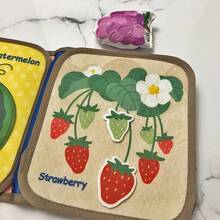 Baby Vegetable & Fruit Early Learning Cognition Books - Baby Toy Gift Touch & Feel Soft Cloth Book Tummy Time Sensory Learning Toy Stroller Toy Christmas Halloween Thanksgiving Gift - Red - View 9