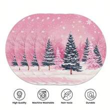 1/2/4//6/8 Christmas Themed Christmas Tree And Snowflake Snowman Garland Placemats, 15 Inch Single-Sided Circular Party Placemats, Suitable For Party Kitchen And Dining Decoration, Banquet Decoration, Very Suitable For Christmas Home Decoration - Multicolor - View 8